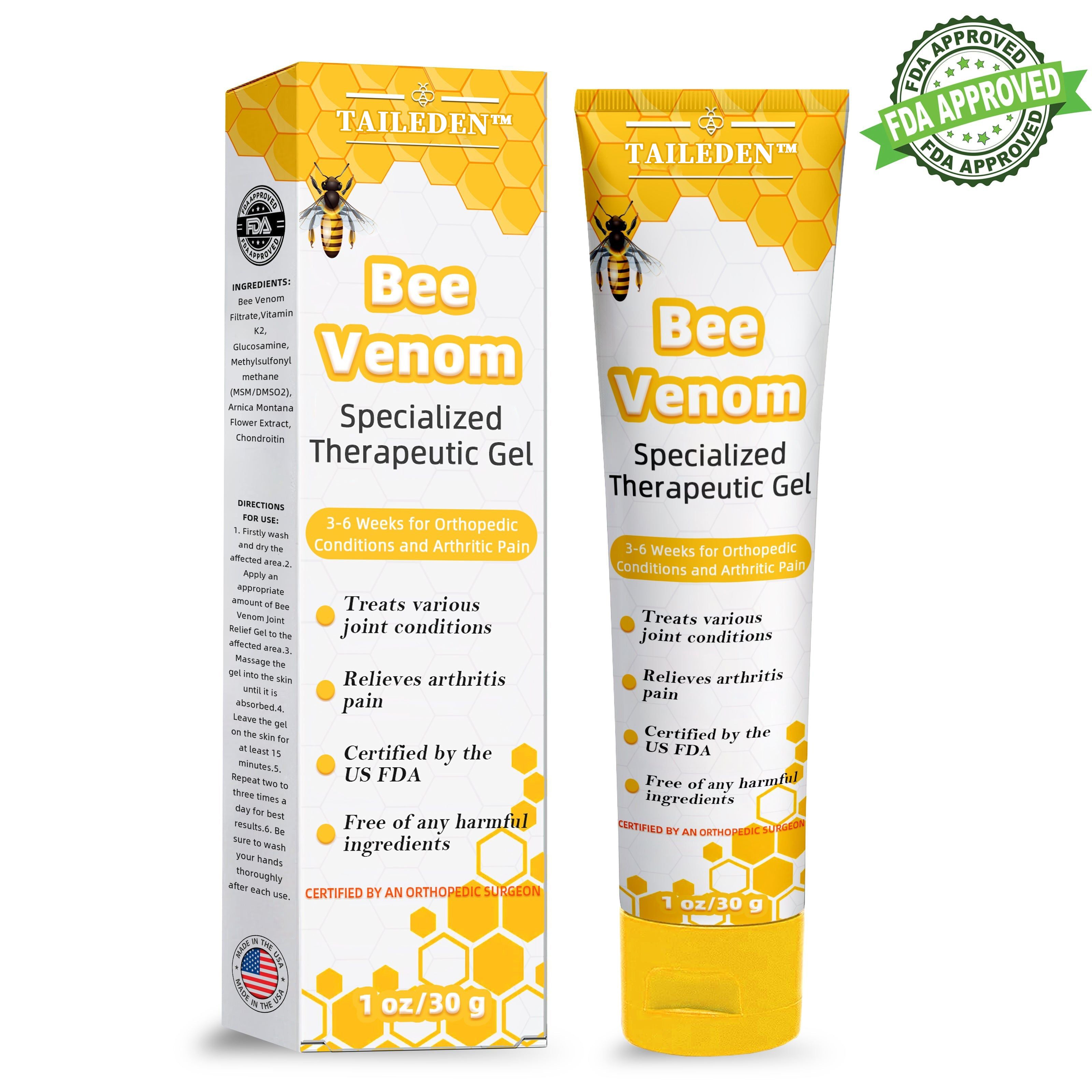 1+1 Free | TAILEDEN™ Bee Venom Joint Therapy Pain Gel – Relieve Pain and Regain Active Joy