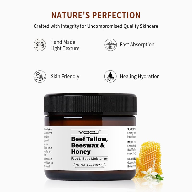 GlowTallow™ - Beef Tallow Beeswax and Honey Face Moisturizer - Handmade 100% Natural Moisturizer