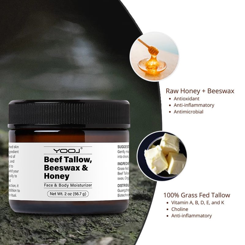 GlowTallow™ - Beef Tallow Beeswax and Honey Face Moisturizer - Handmade 100% Natural Moisturizer