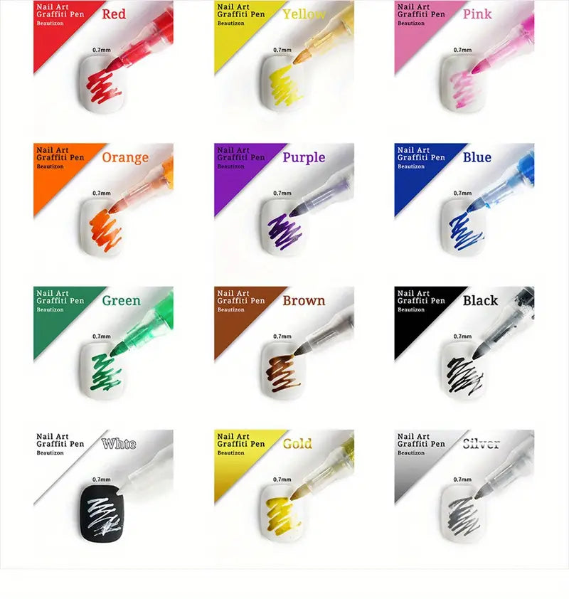 12-color ultra-thin curved nail brush™ - Professional nail painting set