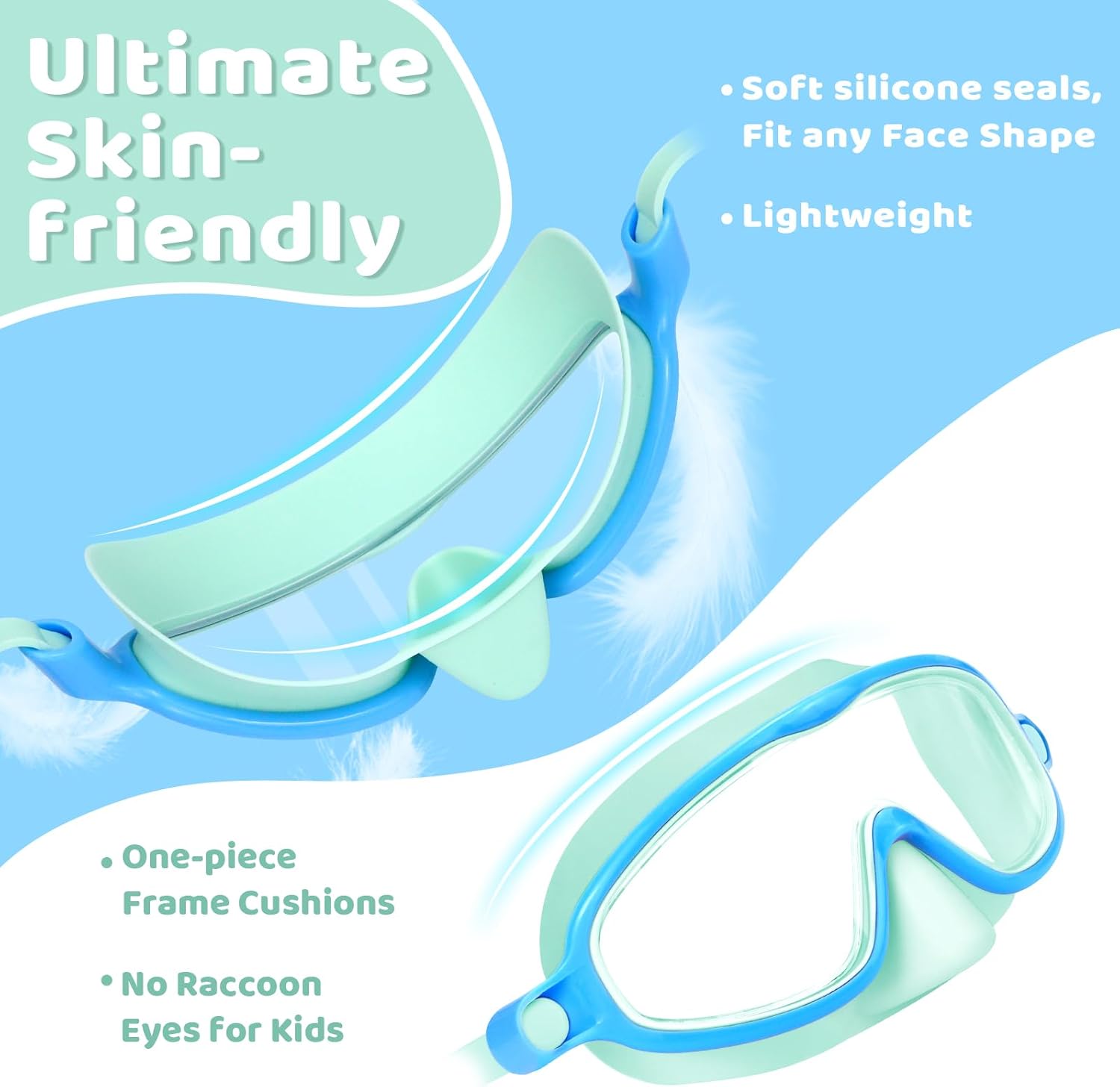 1+1 FREE | AquaShield™ HD Large Frame Swimming Goggles for Kids