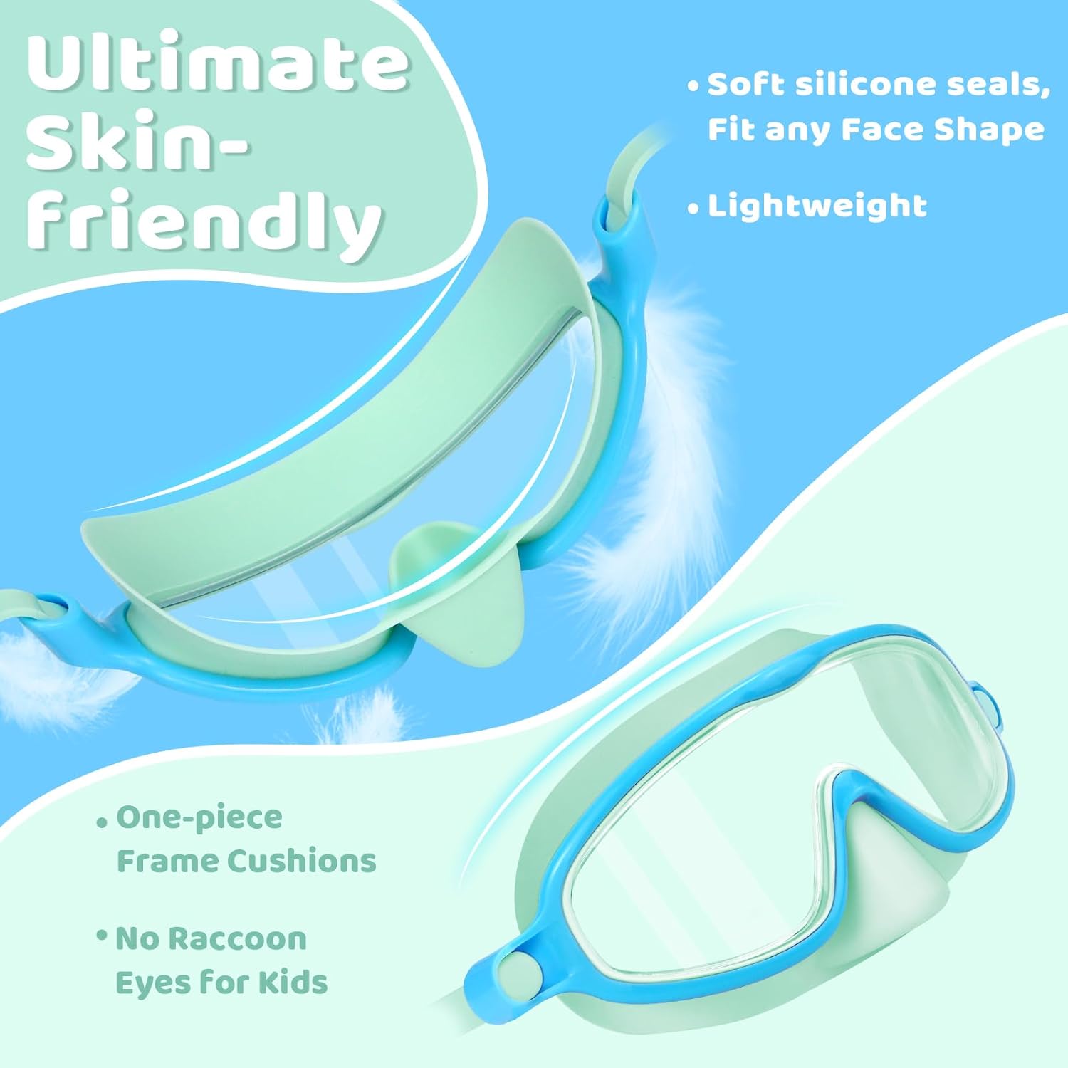 1+1 FREE | AquaShield™ HD Large Frame Swimming Goggles for Kids