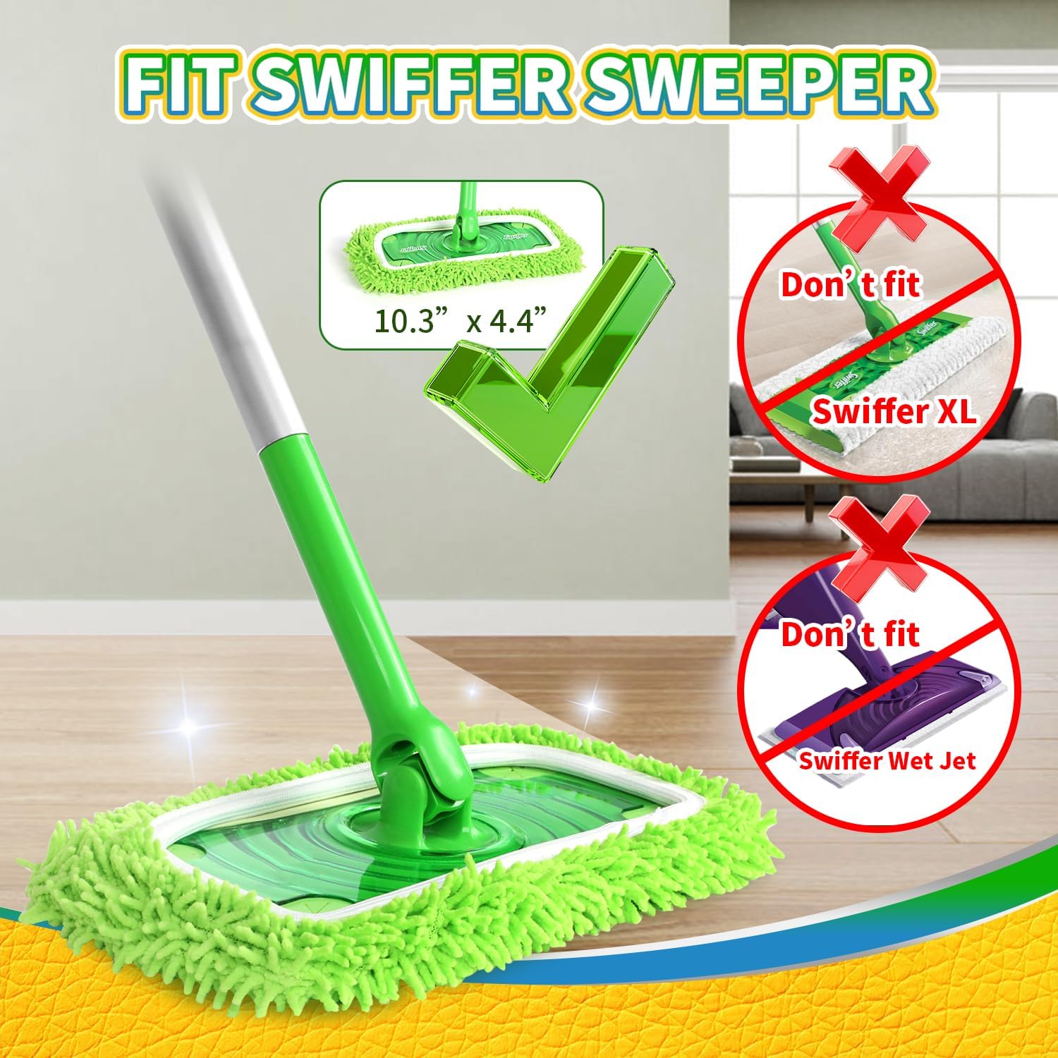 2+2 Free | Reusable Mops for Swiffer Sweeper™ Long-lasting Cleaning for All Surfaces