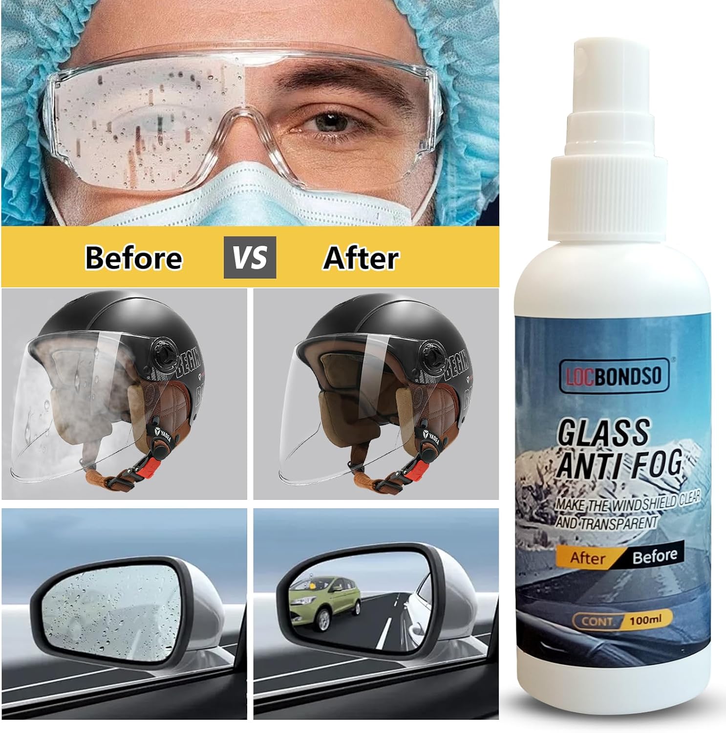ClearView™ – Multifunctional Anti-Fog Spray for Glasses, Car Windshields, Swimming Goggles