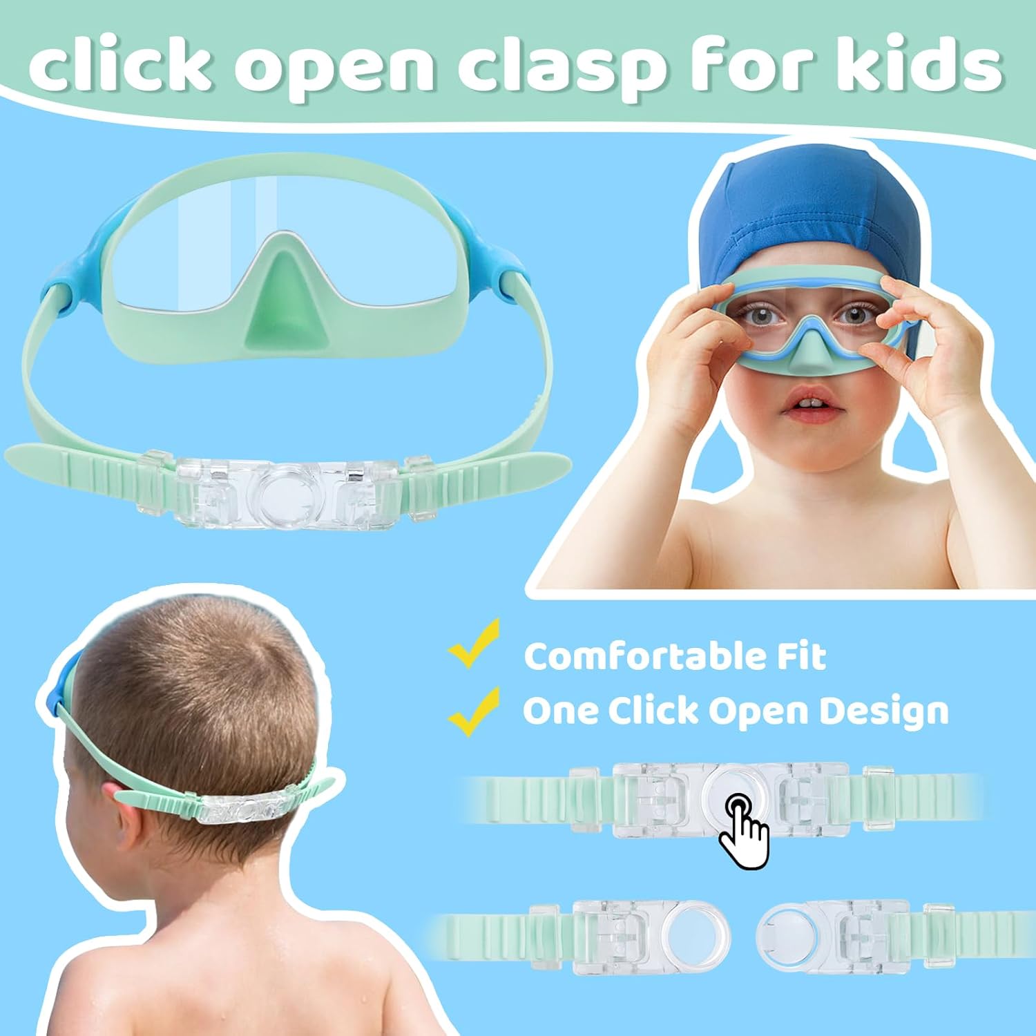 1+1 FREE | AquaShield™ HD Large Frame Swimming Goggles for Kids