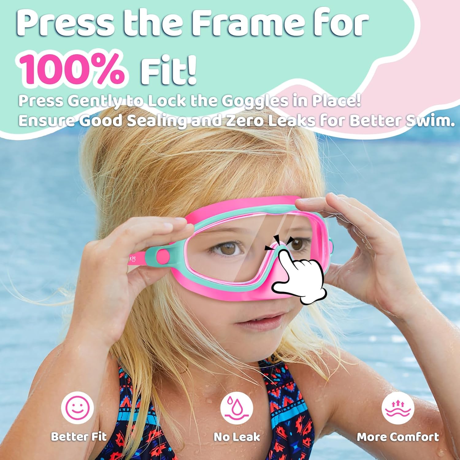 1+1 FREE | AquaShield™ HD Large Frame Swimming Goggles for Kids