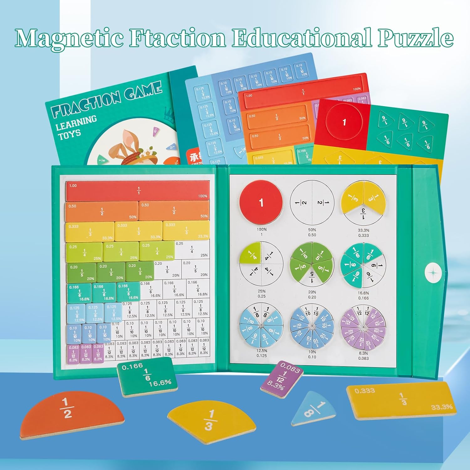 Magnetic Book Fraction Puzzle for Children™ - Learning Fractions through Play