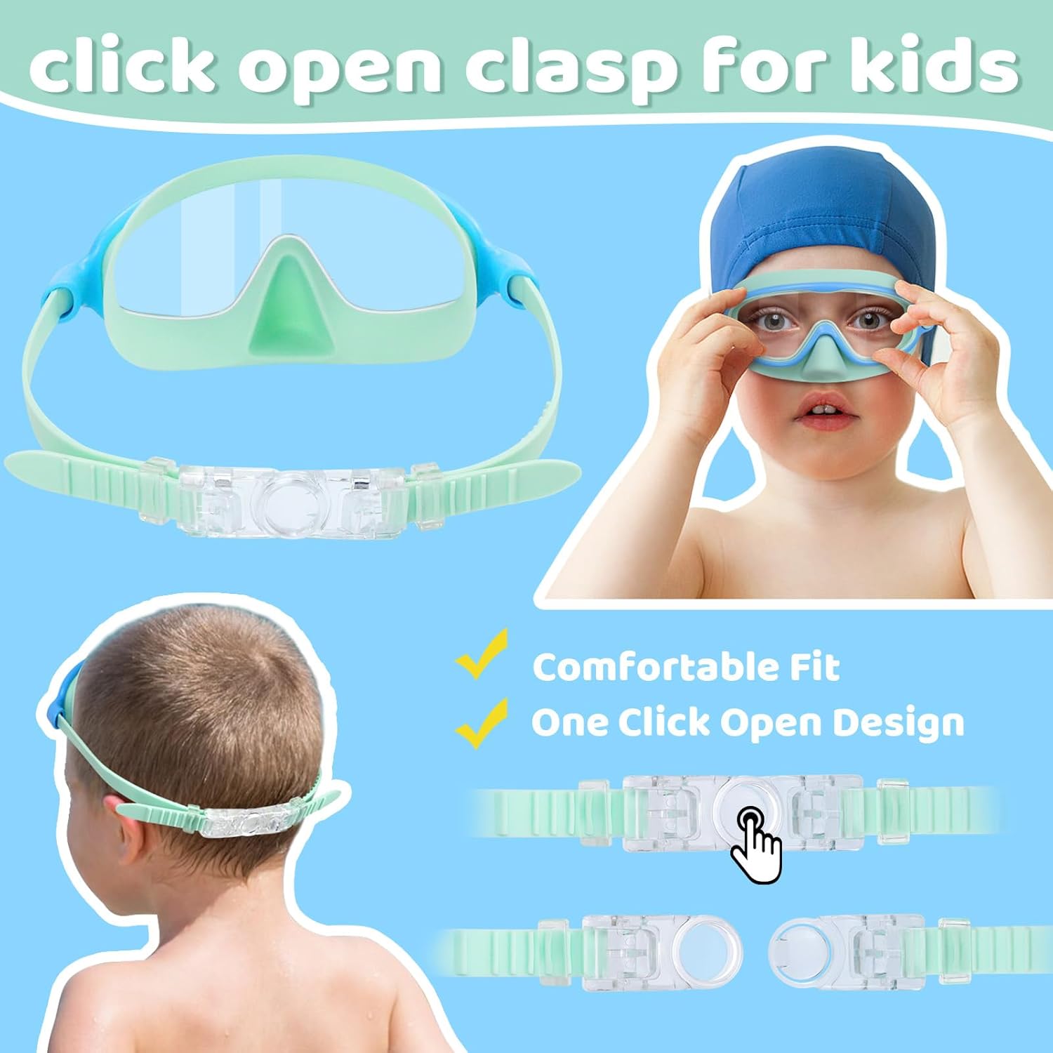 1+1 FREE | AquaShield™ HD Large Frame Swimming Goggles for Kids