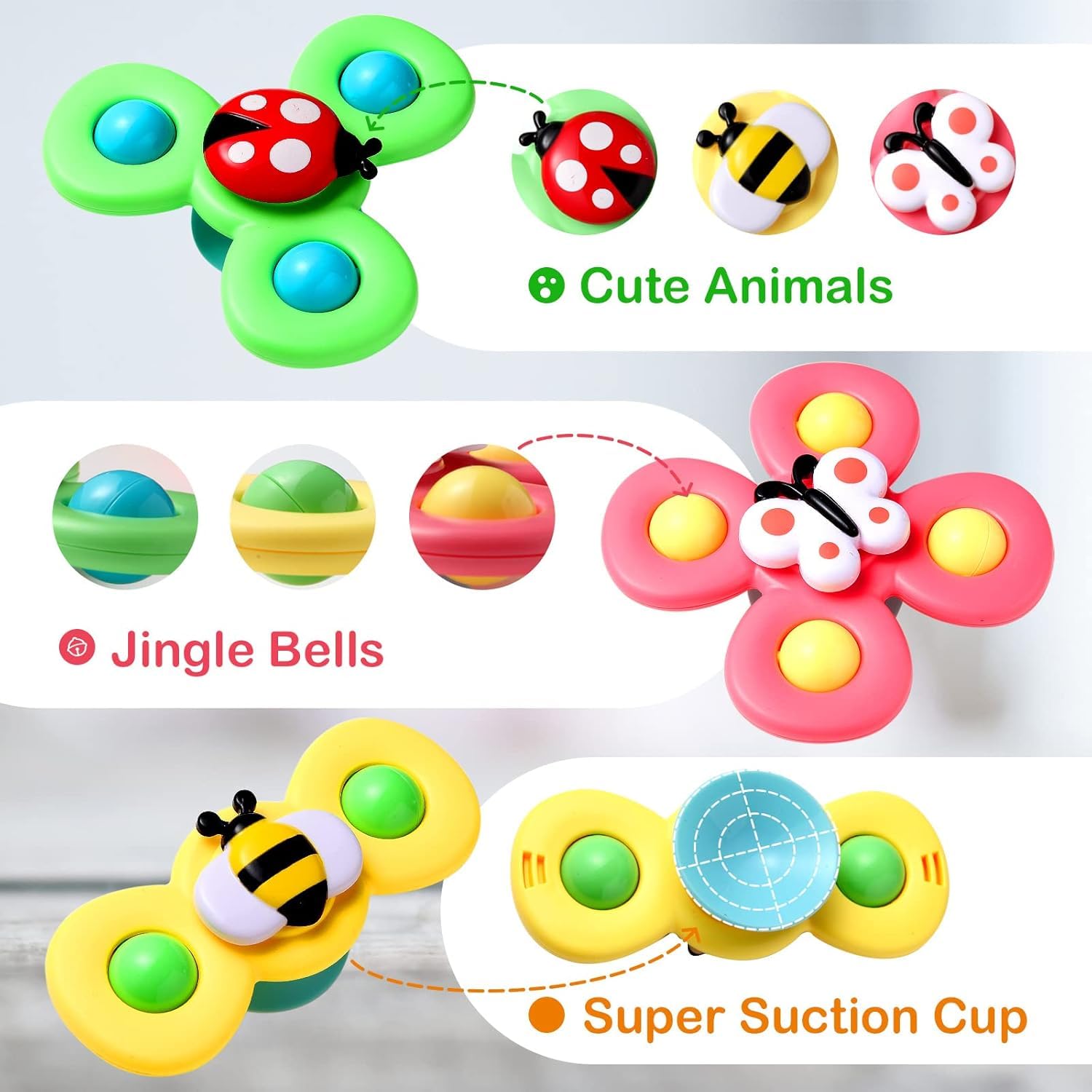 Fidgetify™ – 3-Piece Spinner Toy With Suction Cup