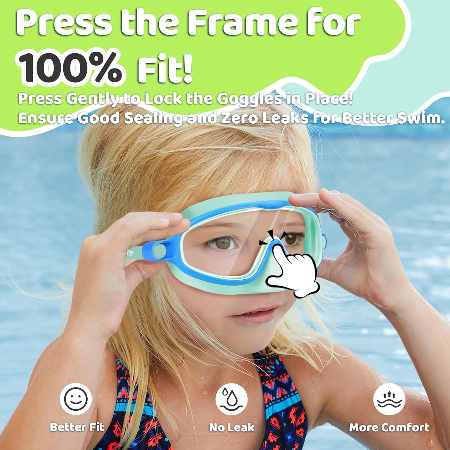 1+1 FREE | AquaShield™ HD Large Frame Swimming Goggles for Kids