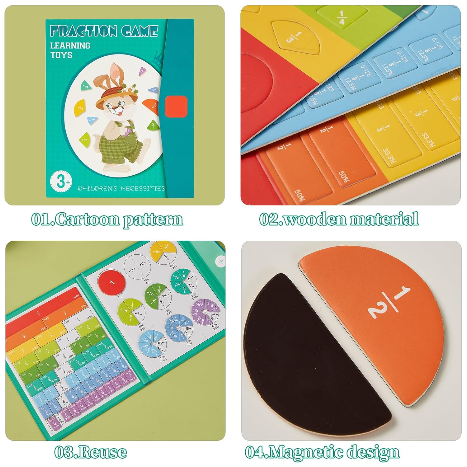 Magnetic Book Fraction Puzzle for Children™ - Learning Fractions through Play
