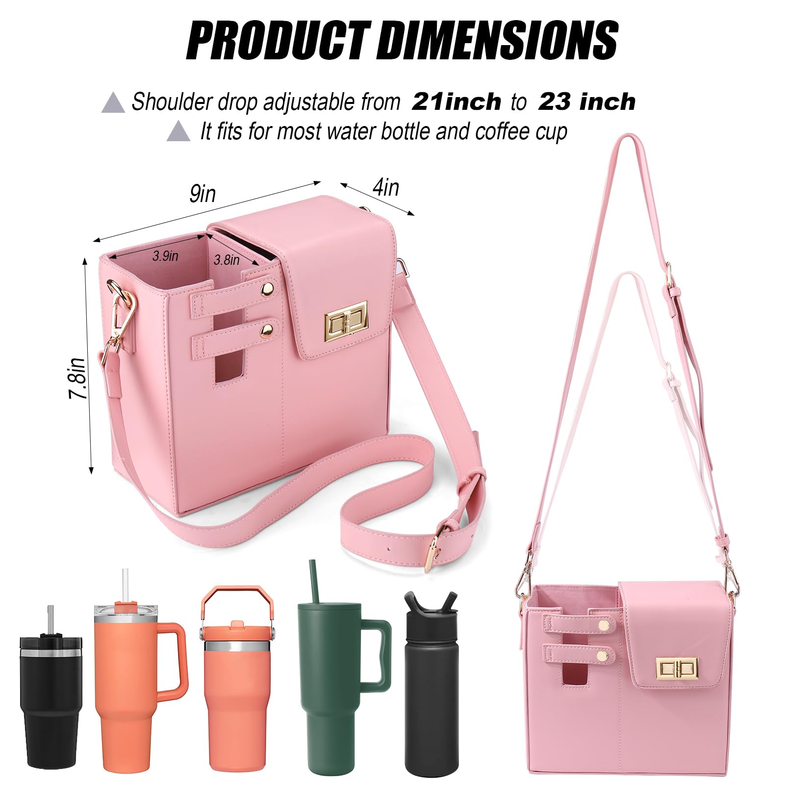 HydraBag™ - Shoulder Bag with Sports Water Bottle Holder for Women