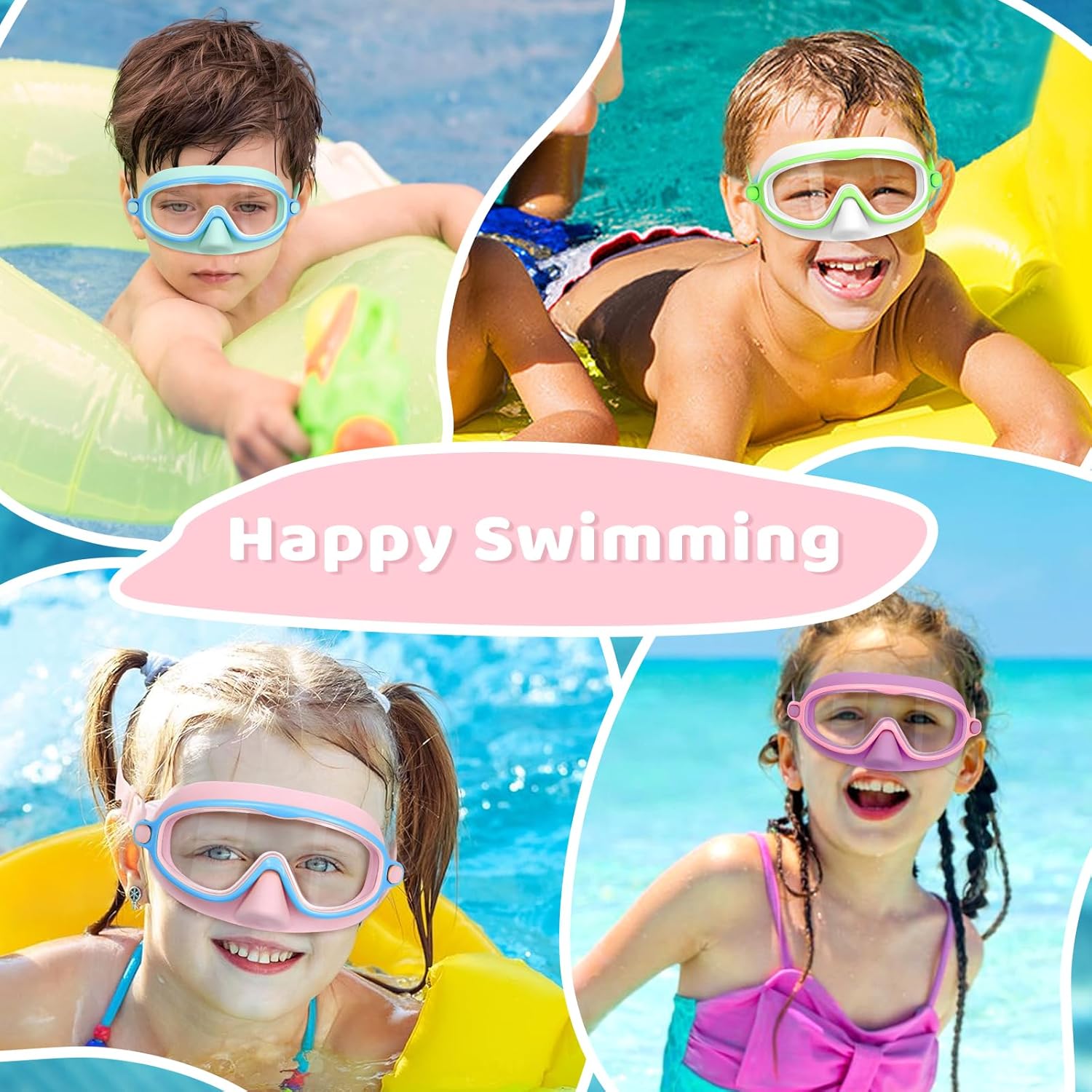 1+1 FREE | AquaShield™ HD Large Frame Swimming Goggles for Kids