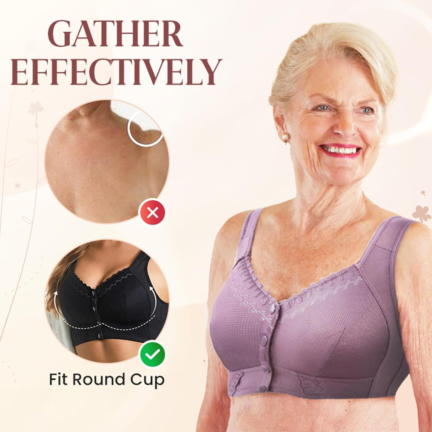 1+1 Free | Cotton Bra with Front Closure for Seniors