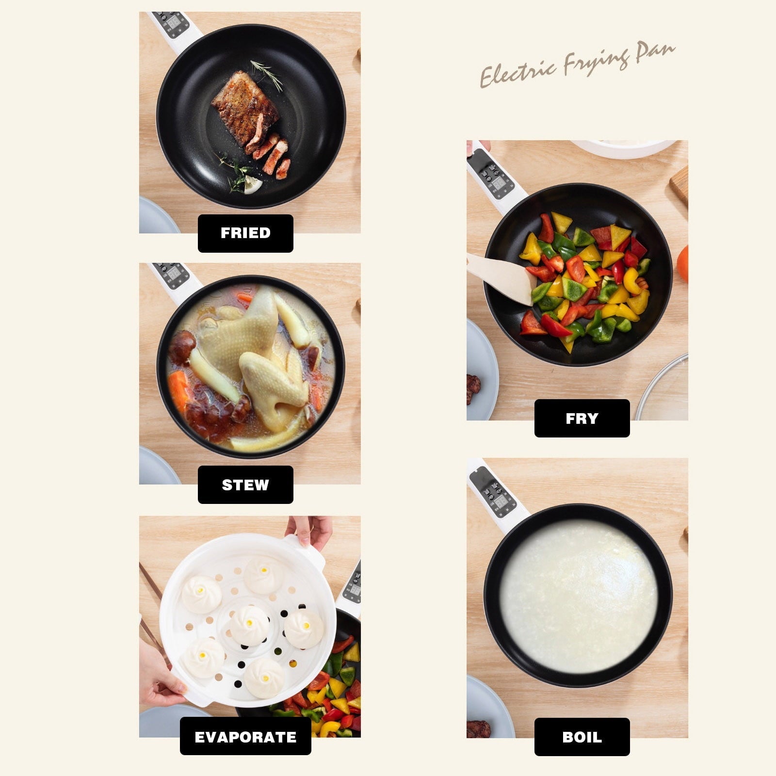 FlexiPan™ – Intelligent Multifunctional Electric All-in-One Frying Pan With Non-Stick Coating