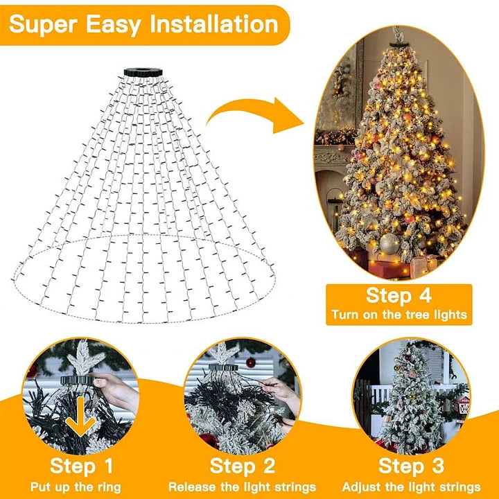 FrostLume™ Waterfall Lights – Effortless Holiday Magic That Makes Your Tree Shine Like Never Before