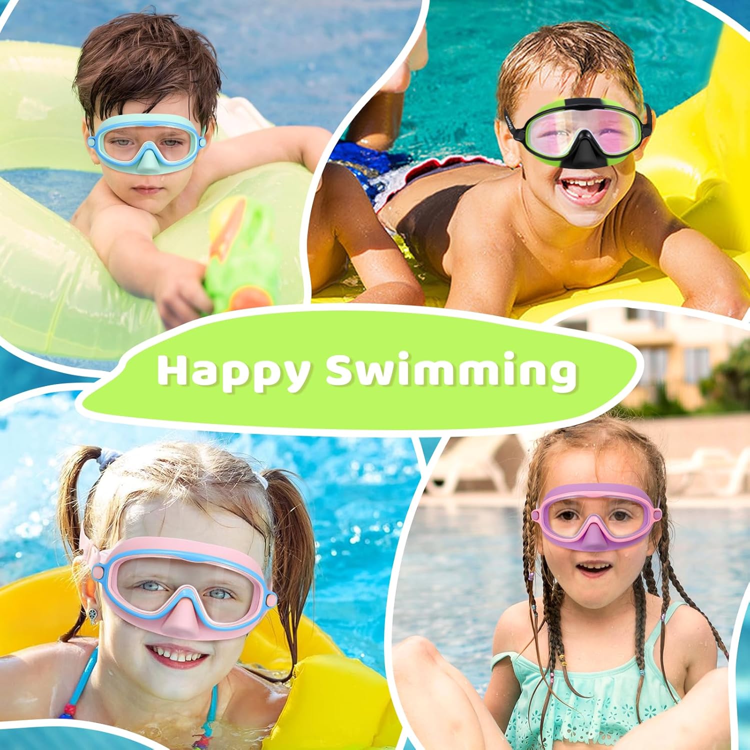 1+1 FREE | AquaShield™ HD Large Frame Swimming Goggles for Kids