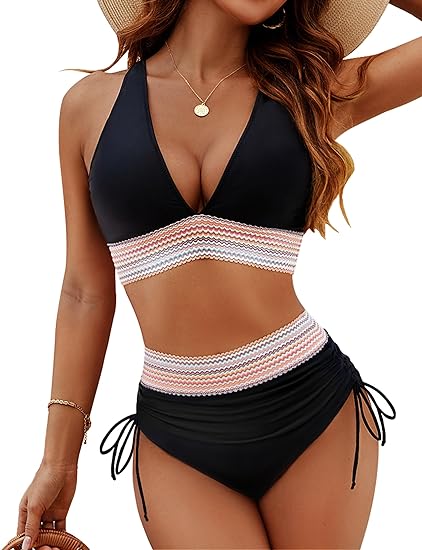 CurveWave™ – Bikini Set Women's High Waist Tankini V-Neck Bikini Set