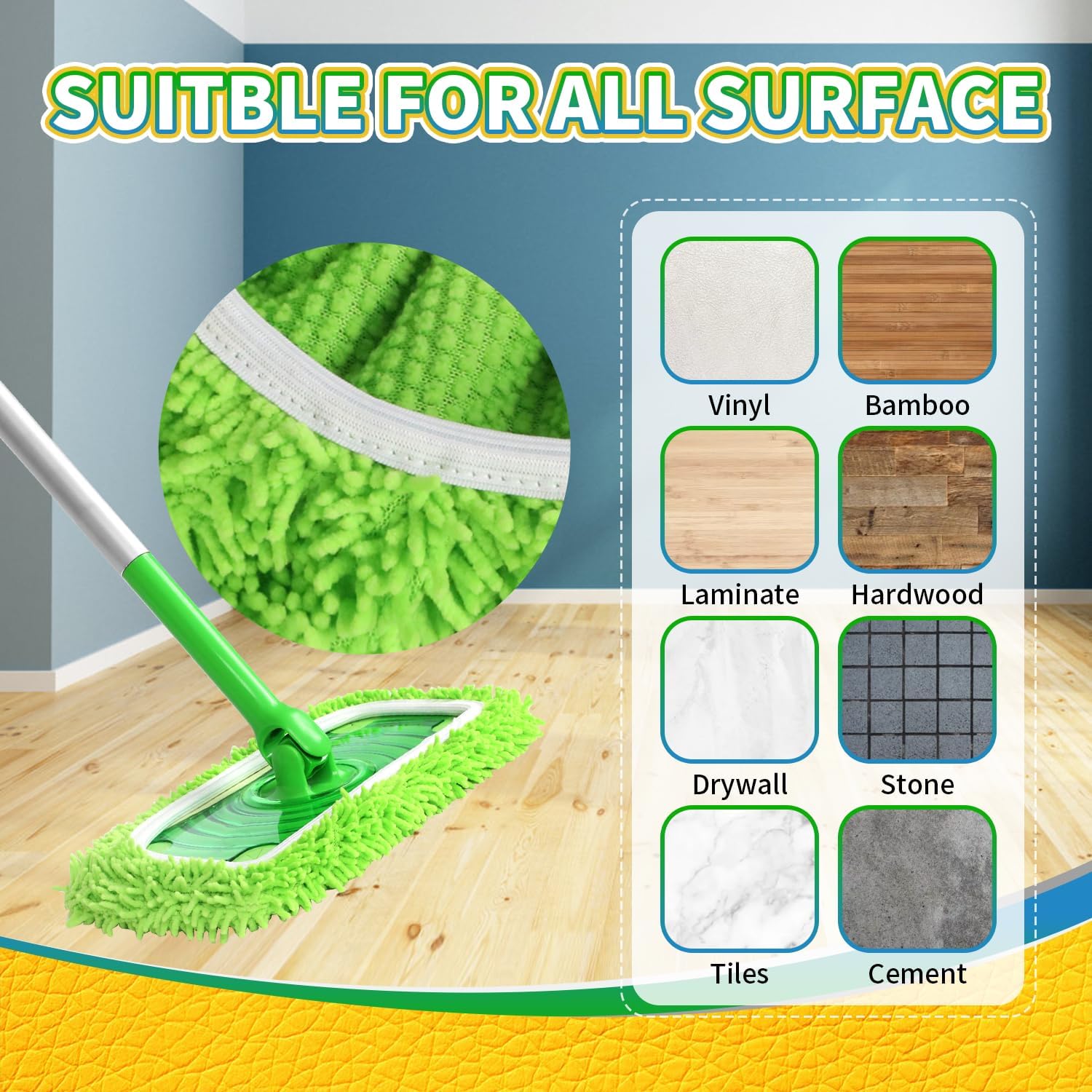 2+2 Free | Reusable Mops for Swiffer Sweeper™ Long-lasting Cleaning for All Surfaces