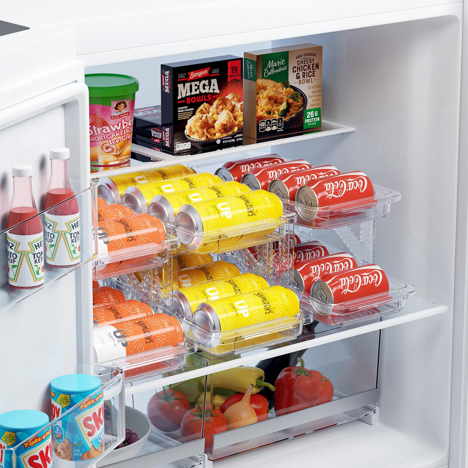 TriKeeper™ – Width-Expandable Beverage Can Organizer For The Refrigerator