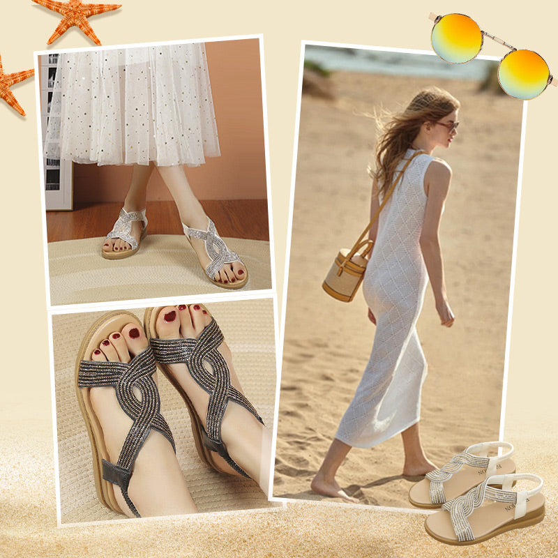 GlimmerStep™ - Luxury Rhinestone Sandals with Non-Slip, Soft Sole