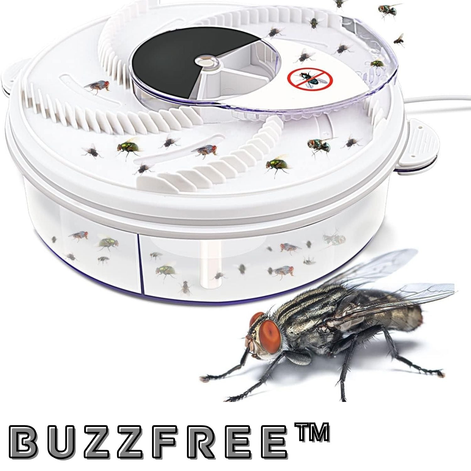 BuzzFree™ – Ensures peaceful environments by eliminating flies quietly