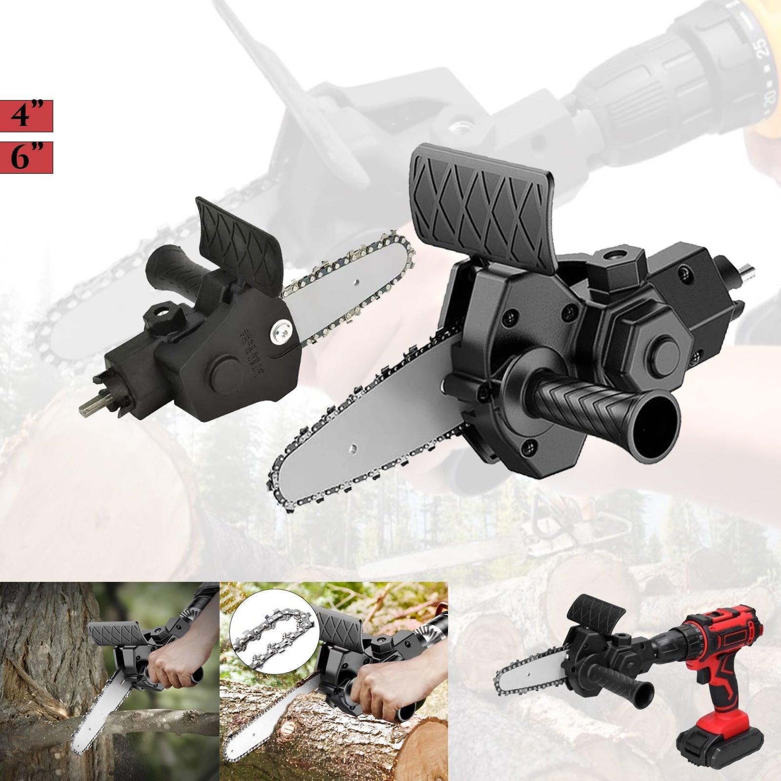 DrillSaw™ – 4/6 Inch Drill Adapter For An Electric Chainsaw
