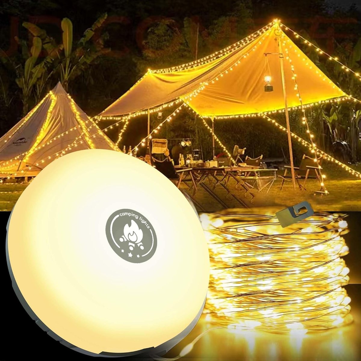 CampLite™ - 4-in-1 Camping Light with RGB Light String & Power Bank