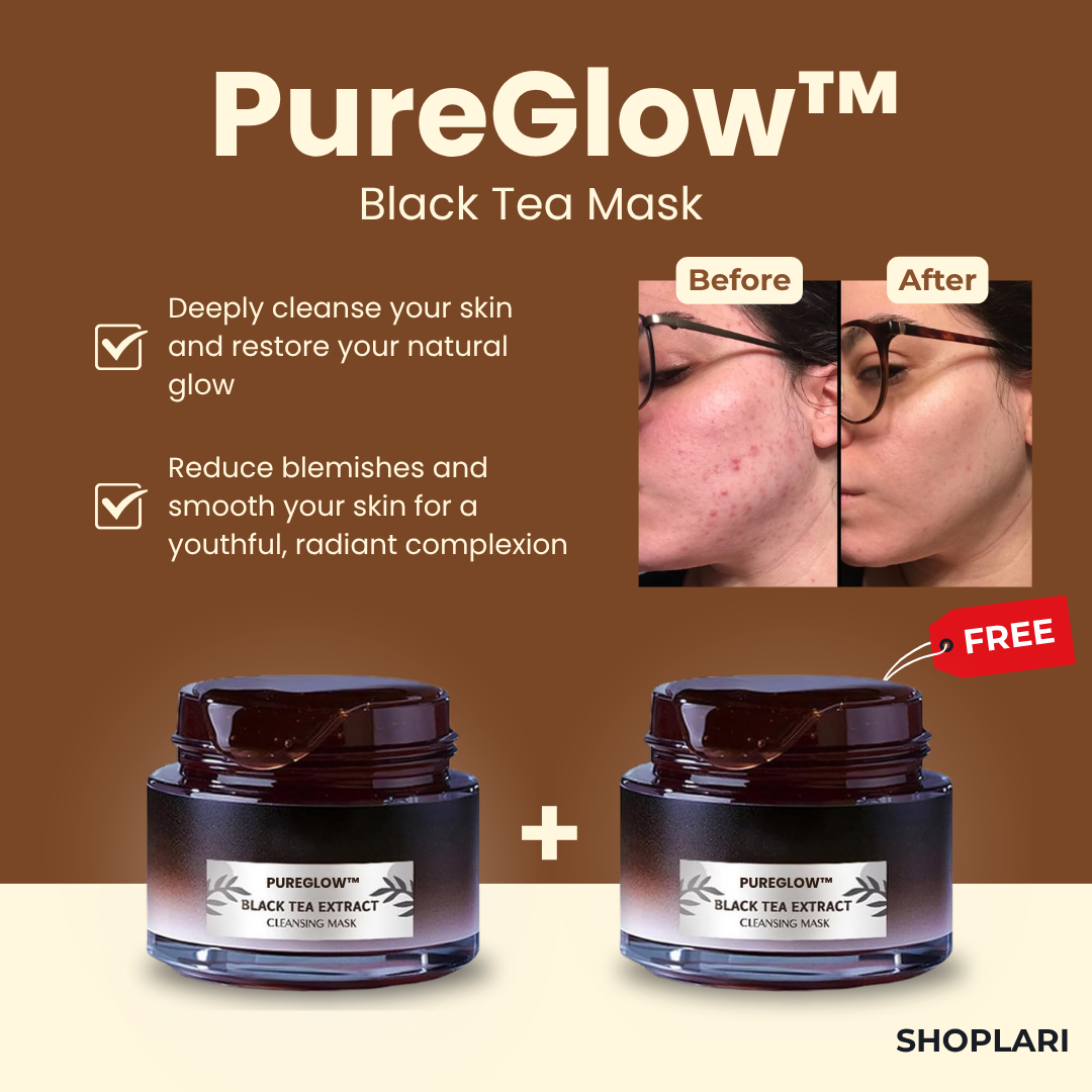 1+1 FREE | PureGlow™ Black Tea Mask – Remove blemishes and reveal radiant confidence