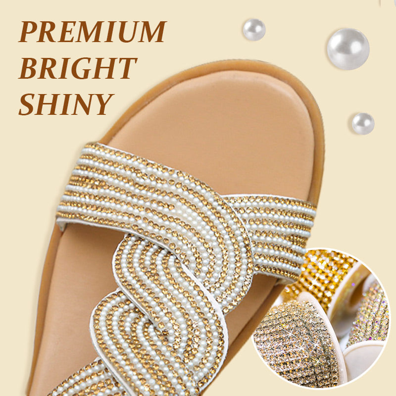 GlimmerStep™ - Luxury Rhinestone Sandals with Non-Slip, Soft Sole