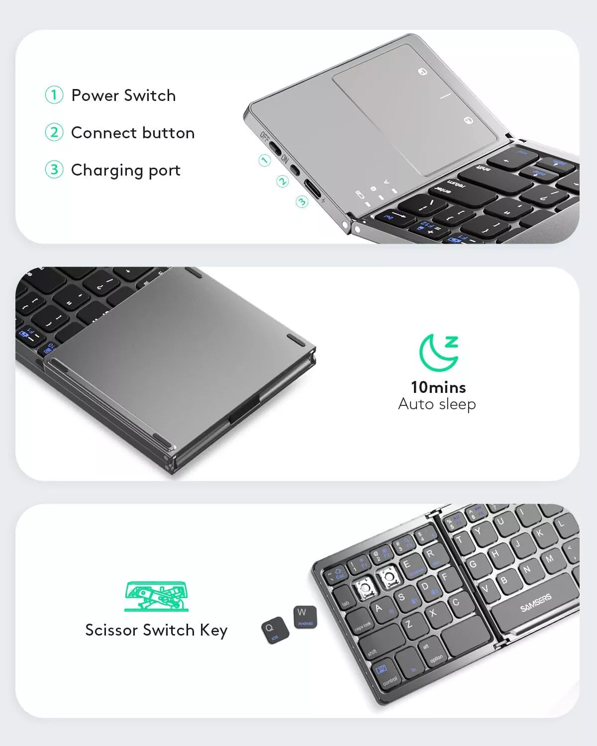 KeyFold™ – Foldable Bluetooth Keyboard With Touchpad