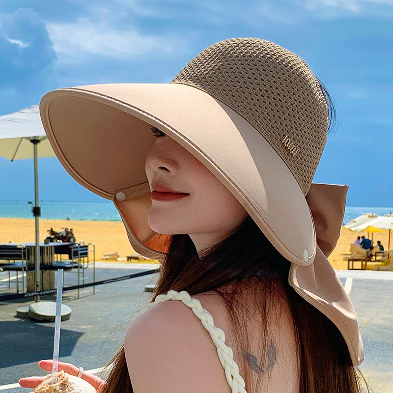 1+1 FREE | Solaris™ 2025 Summer New Large Brim Hollow Sun Protection Hat with Removable Neck Scarf